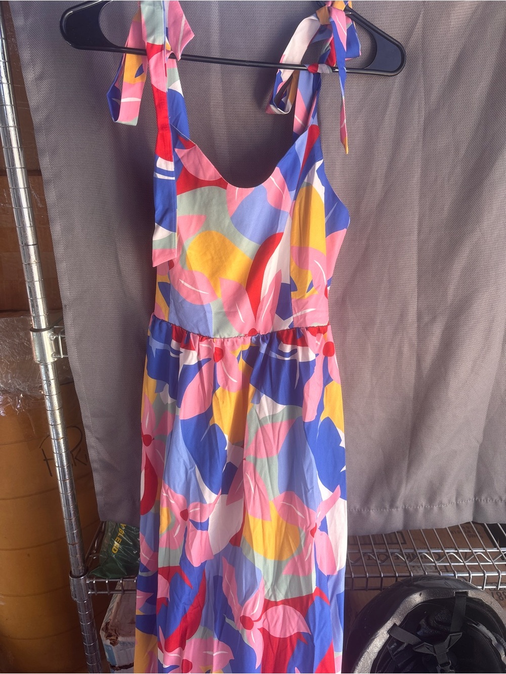 Source Unknown Multicolor Tie-Shoulder Maxi Dress